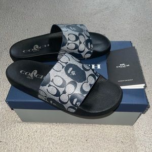 NEW Bape x Coach Slide Sandals Mens 11 Navy